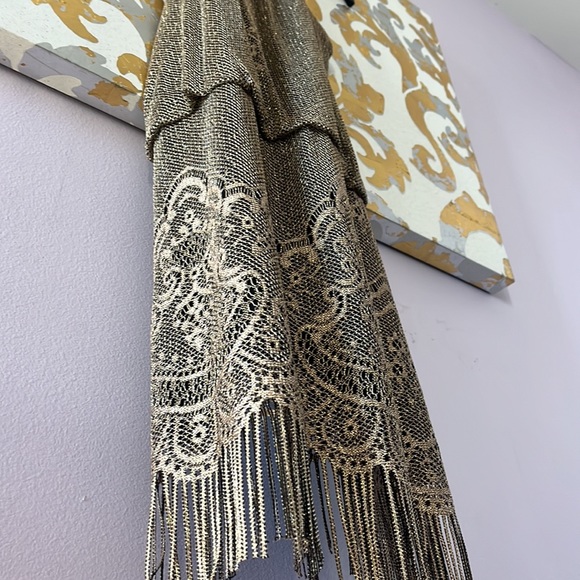 S.L. Fashions Size 12 Gold Chain Neck Blouson Fringe Dress EXCELLENT CONDITION - Picture 10 of 11